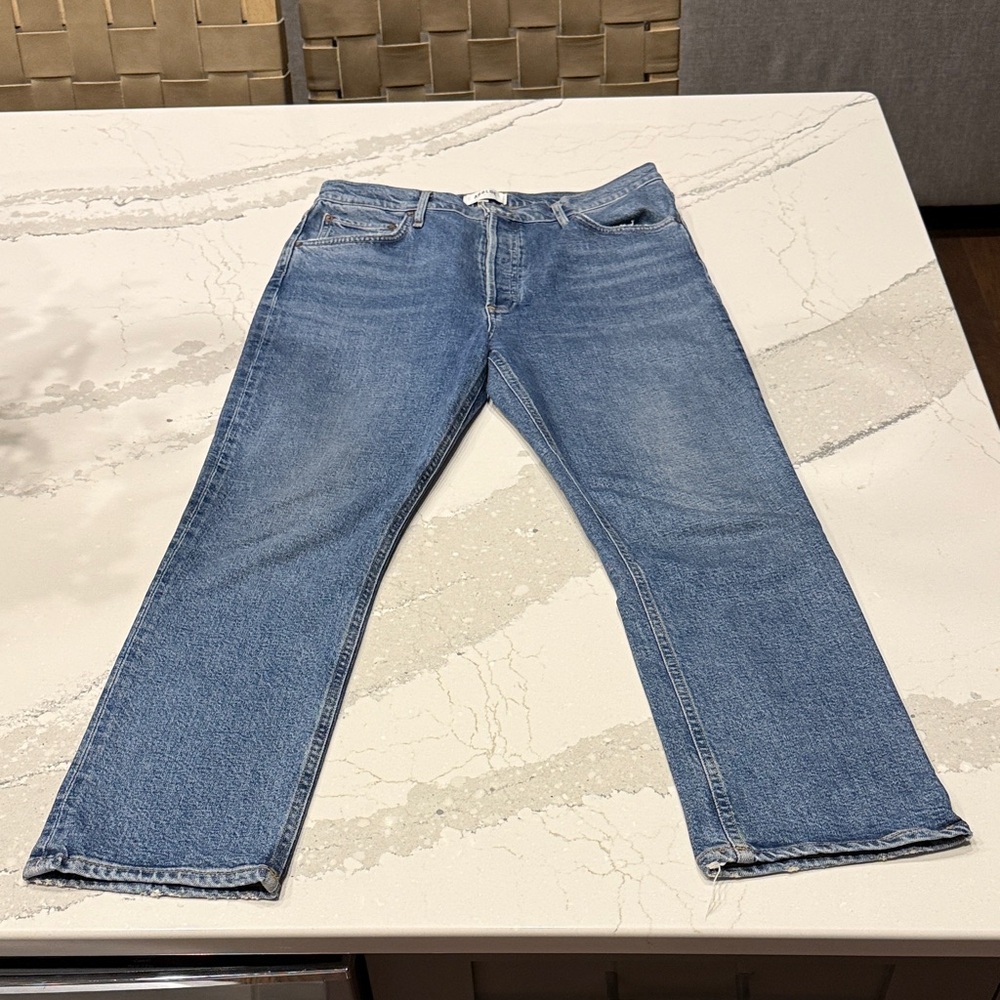 Agolde Women's Riley Straight Leg Jeans in Light Blue